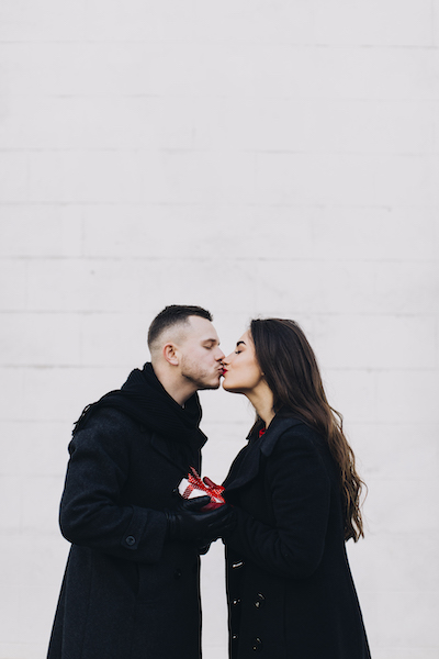 European couple kissing - PDA