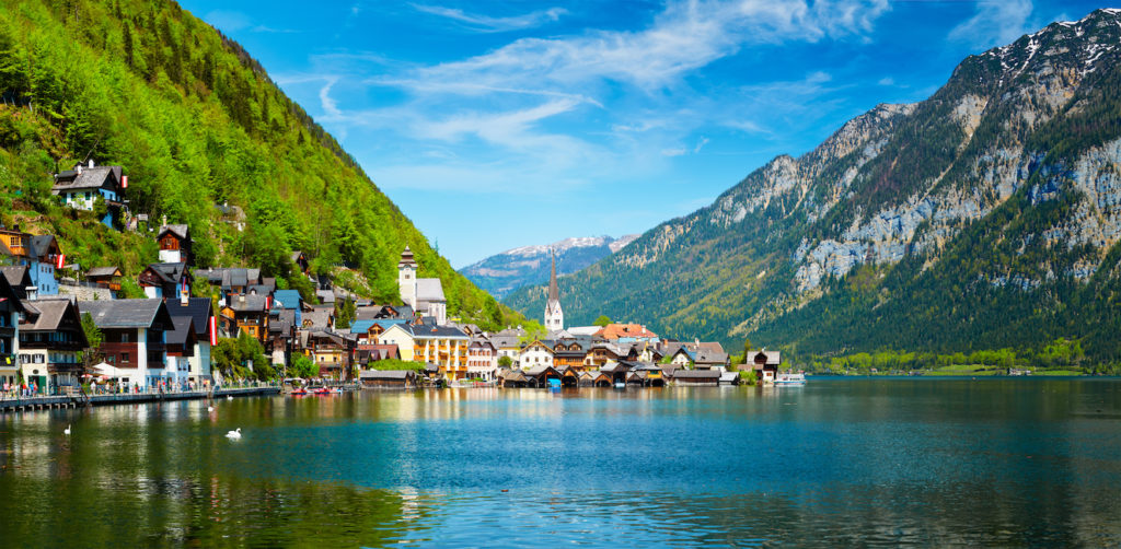 A popular date spot and romantic getaway in Austria, near the alps in  Salzkammergut region